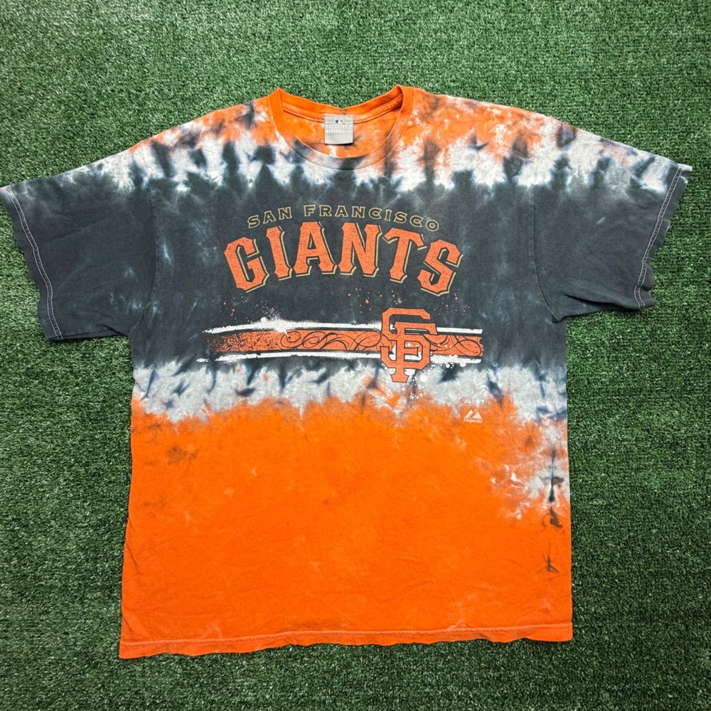 Majestic San Francisco Giants Tie Dye Shirt Mens XL Vintage Y2K MLB Baseball Tee